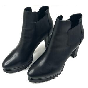 Allsaints Sarris Womens Black Leather Chelsea High Heel Booties Size 38 (US 8)